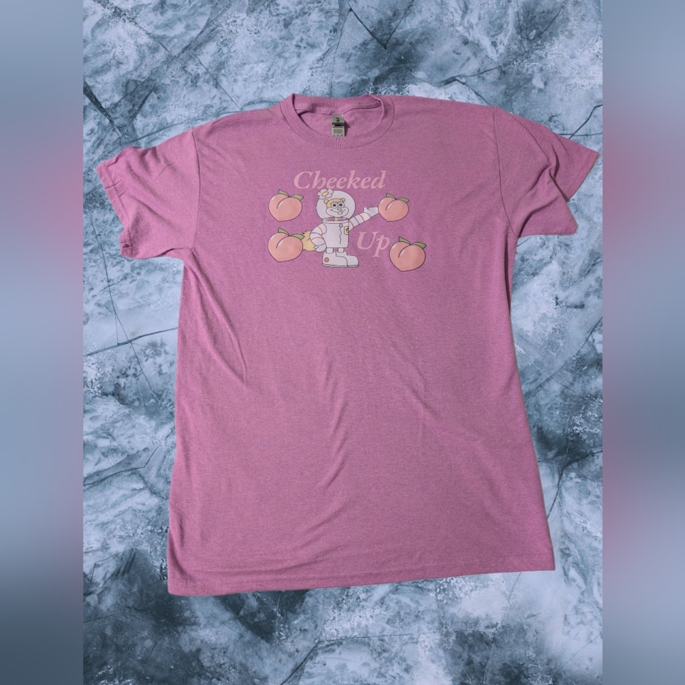 Pink Graphic Tee with Cartoon Print